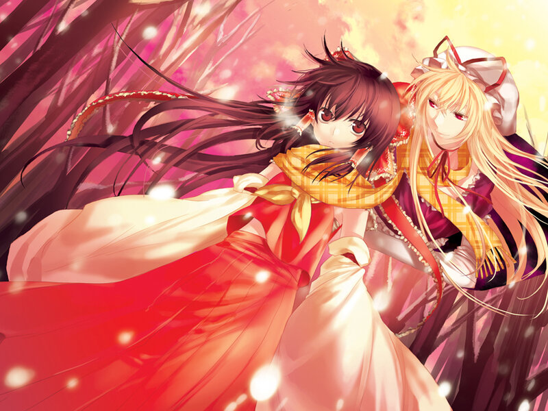 Two Anime Girls in Dresses — Red