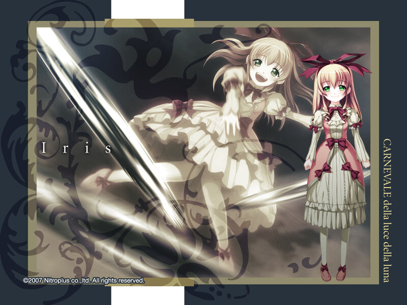 Two Anime Girls in Dresses — White, Dramatic