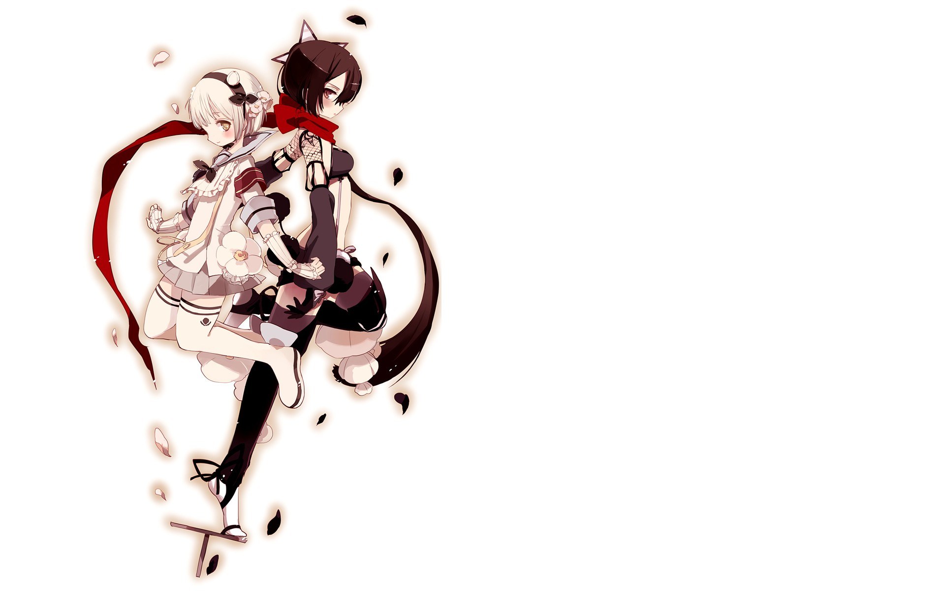 two anime girls in dynamic pose