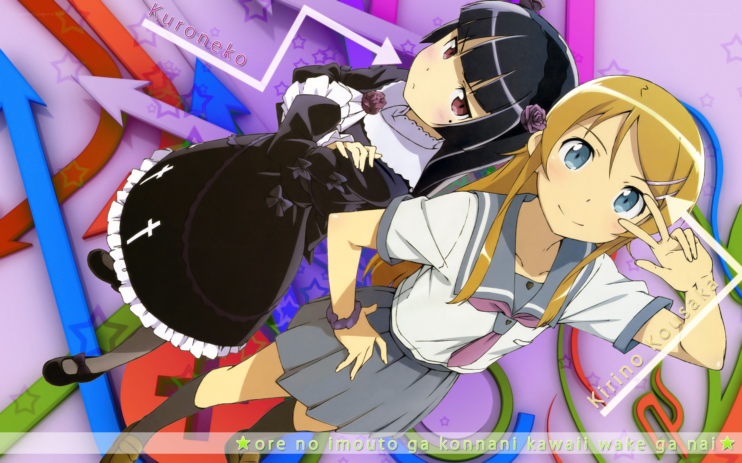Two anime girls in dynamic pose