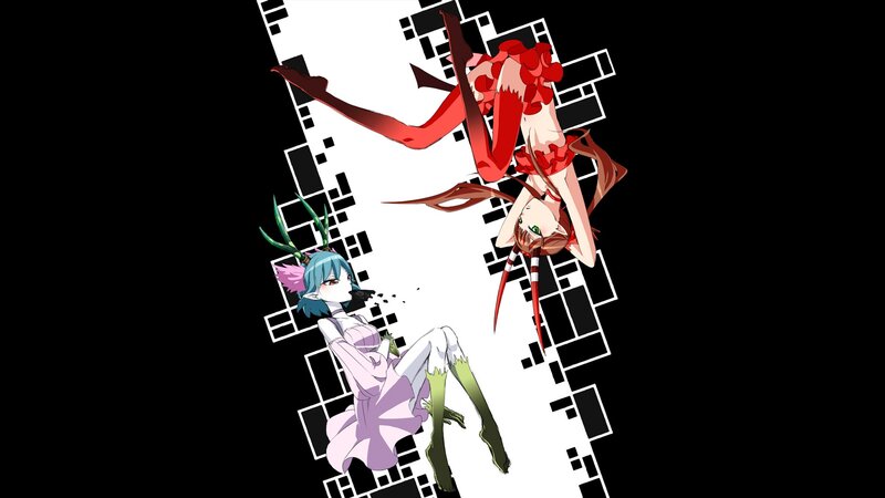 two anime girls in dynamic pose