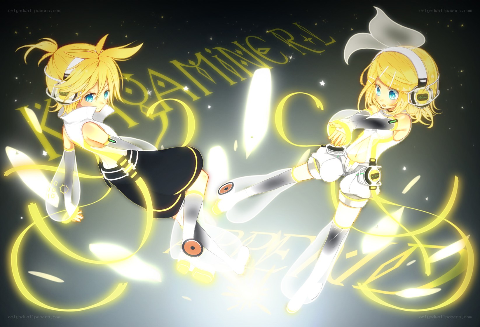 Two anime girls in dynamic pose