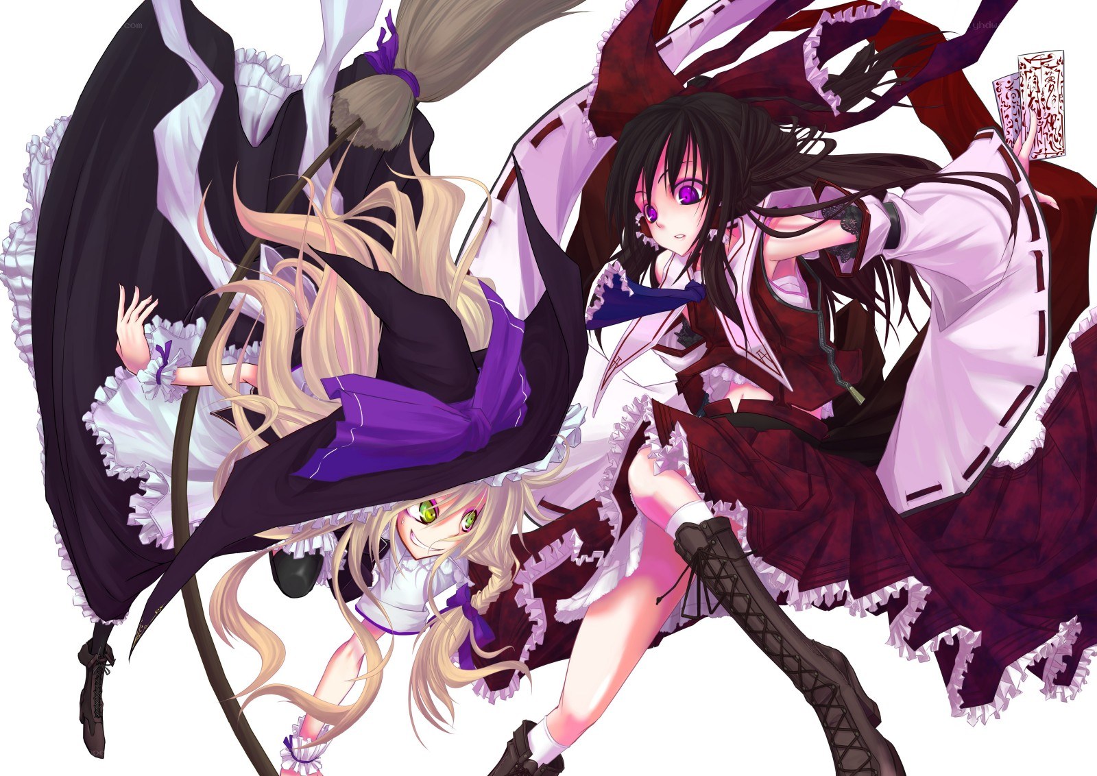 two anime girls in dynamic pose