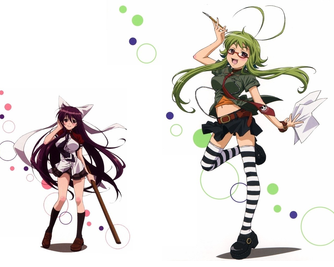 Two anime girls in dynamic poses