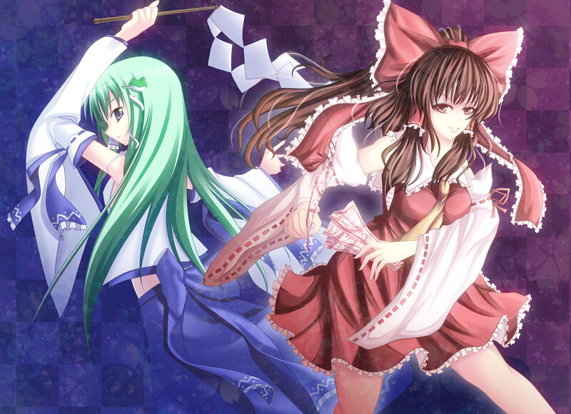 Two anime girls in dynamic poses