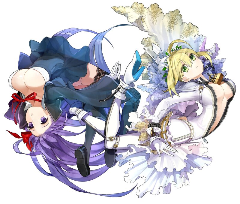 Two anime girls in elaborate costumes