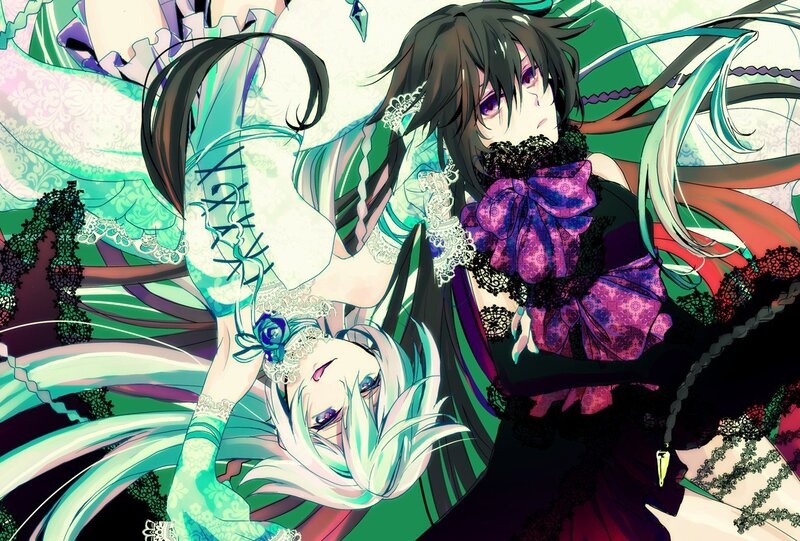 two anime girls in elaborate dresses