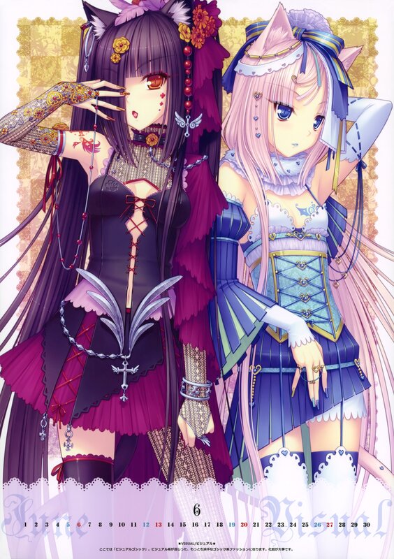 Two anime girls in elaborate outfits