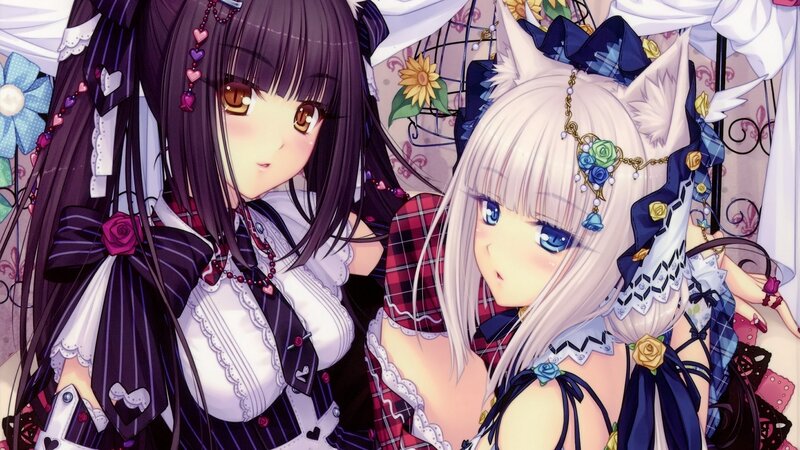 Two anime girls in elaborate outfits