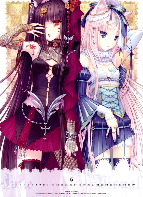Two anime girls in elaborate outfits