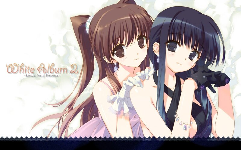 Two anime girls in elegant dresses