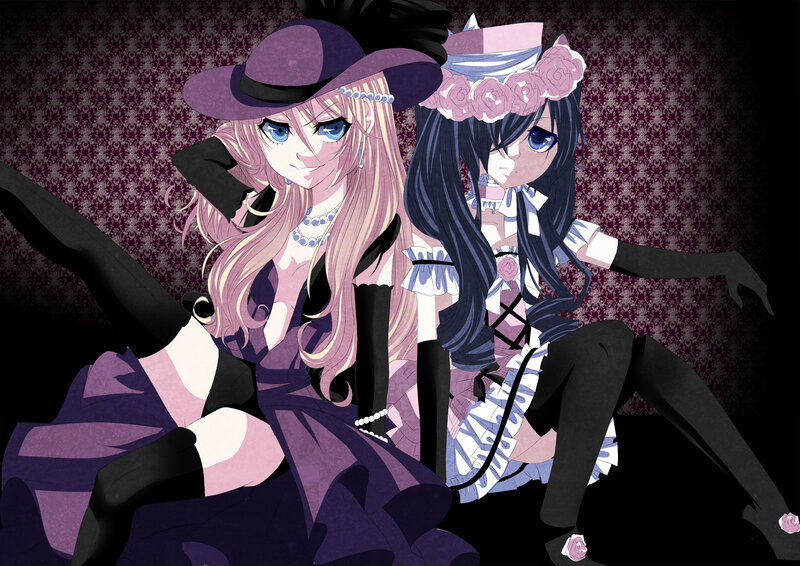 Two anime girls in elegant dresses