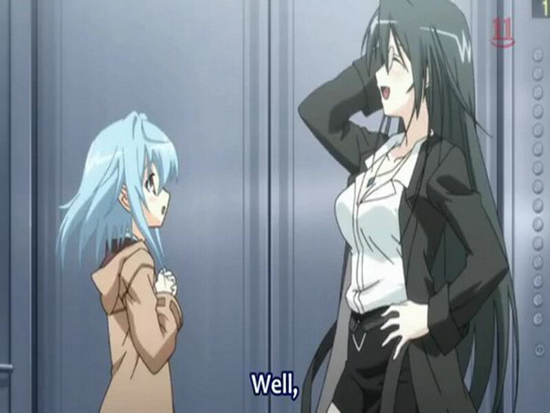 Two Anime Girls in Elevator