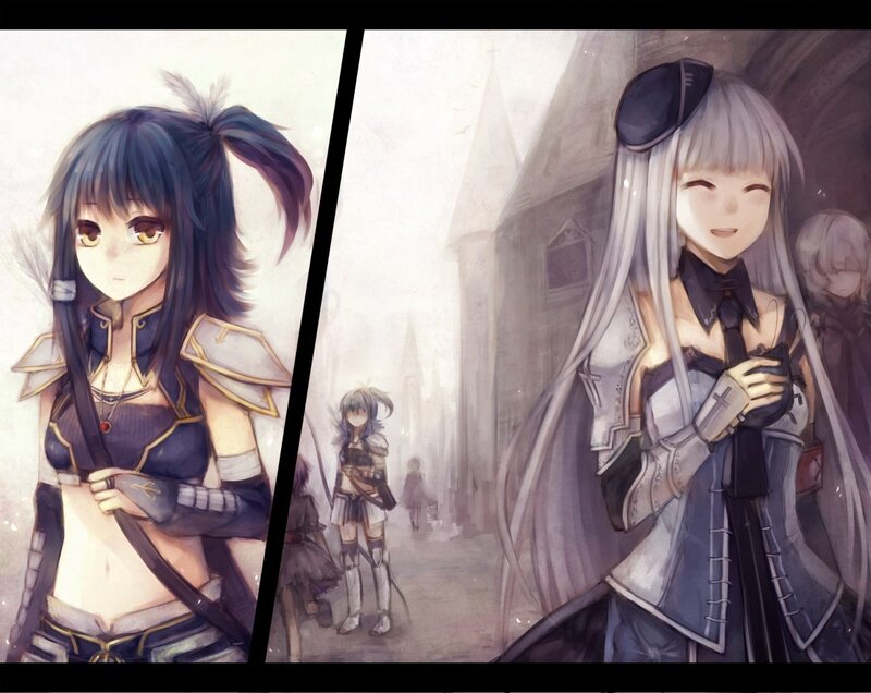 Two anime girls in fantasy armor