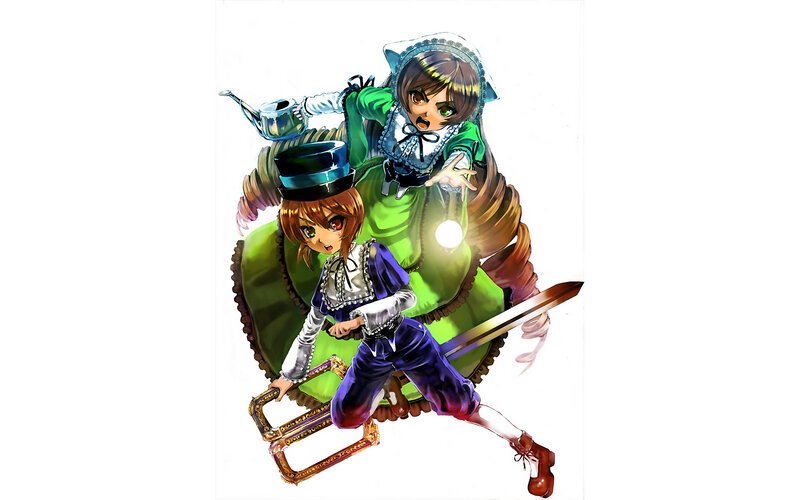 Two anime girls in fantasy attire