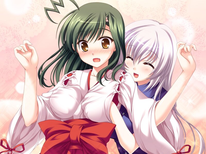 Two anime girls in festive attire