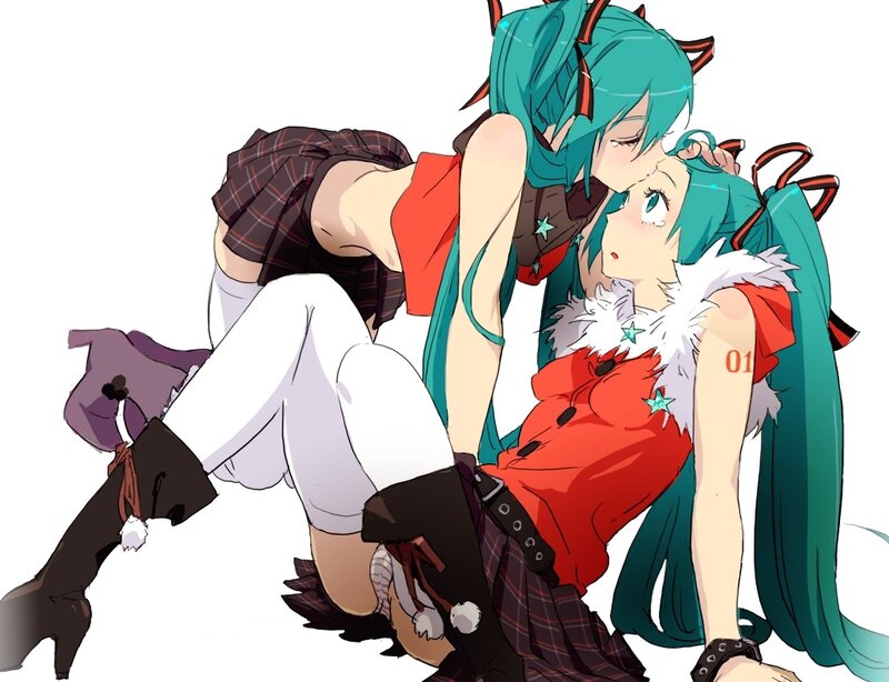 Two anime girls in festive outfits