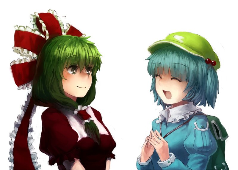 two anime girls in festive outfits