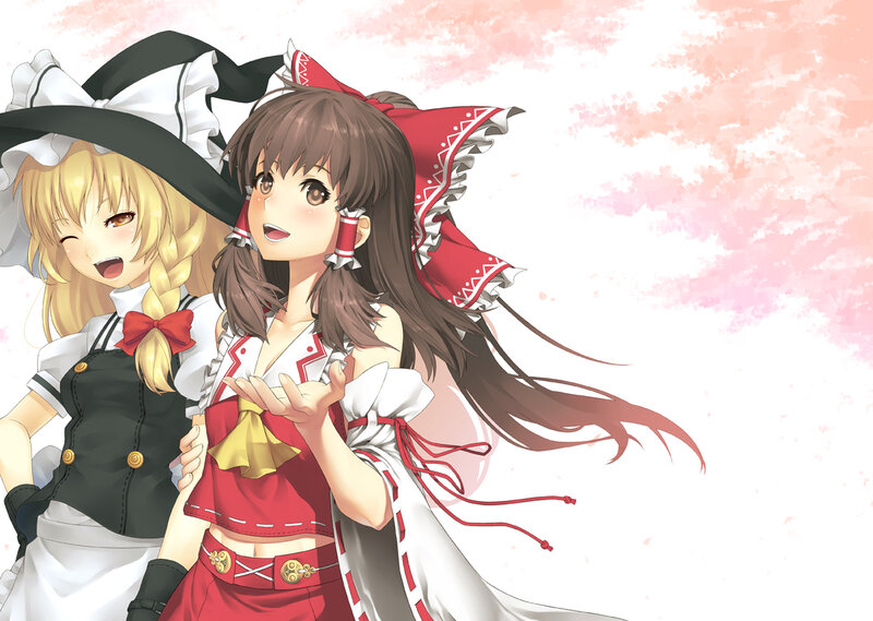 Two anime girls in festive outfits