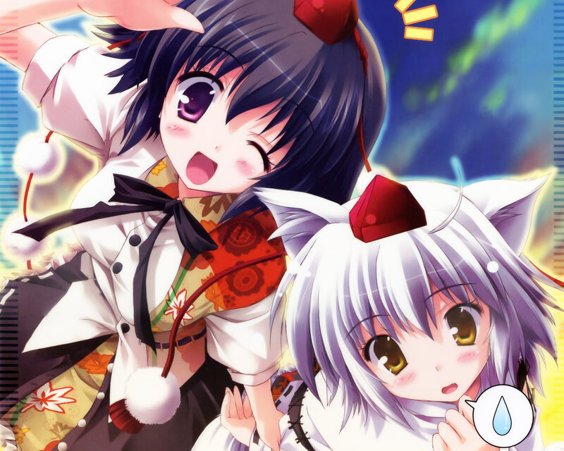 Two anime girls in festive outfits