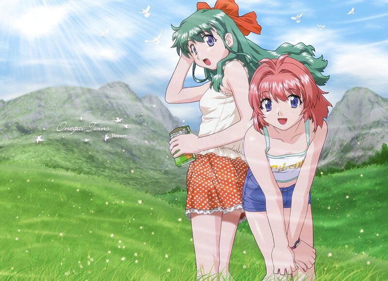Two Anime Girls in Field — Green, Serene