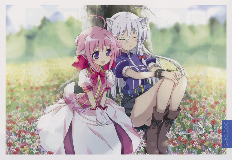Two Anime Girls in Field — Pink