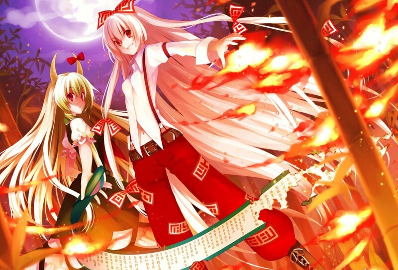 Two Anime Girls in Fire — Red