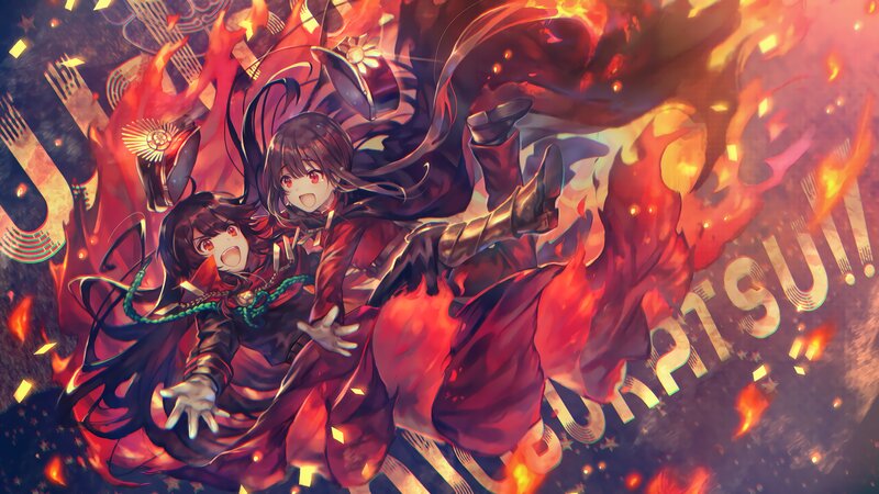 Two Anime Girls in Flames — Red