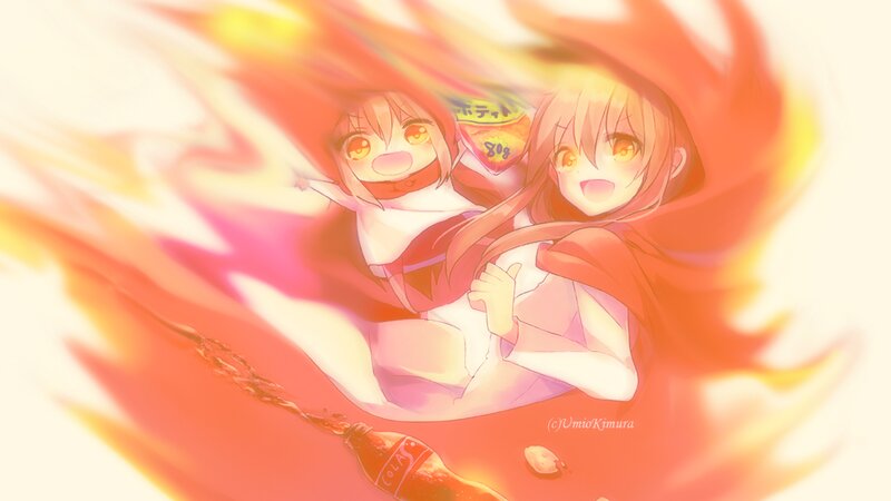Two Anime Girls in Flames