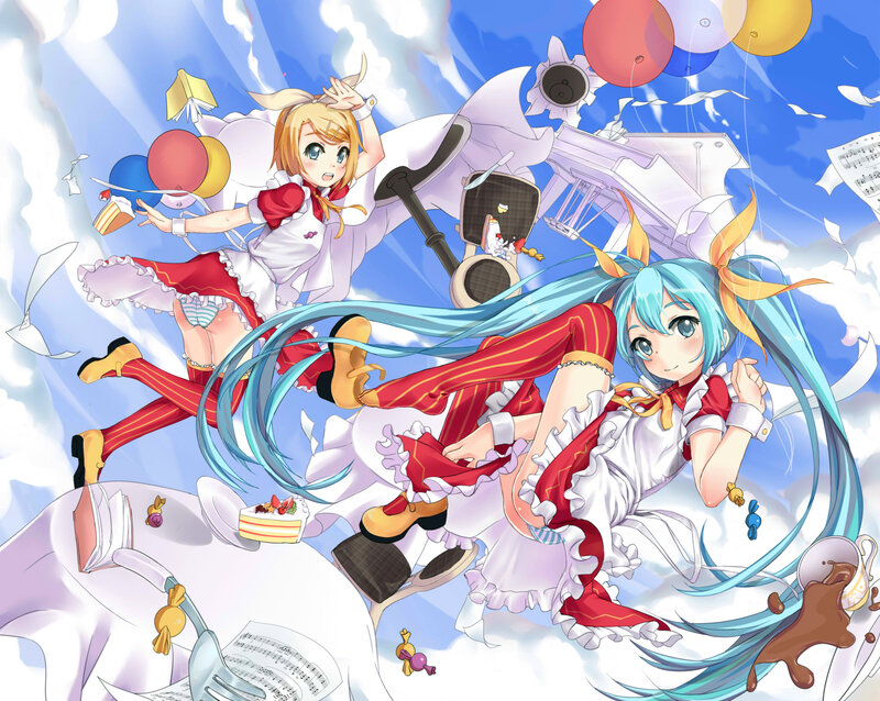 Two Anime Girls in Flight — Blue, Chaotic