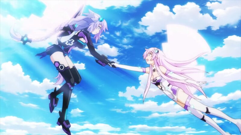 Two Anime Girls in Flight — Blue, Dramatic