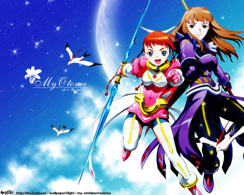 Two Anime Girls in Flight — Blue