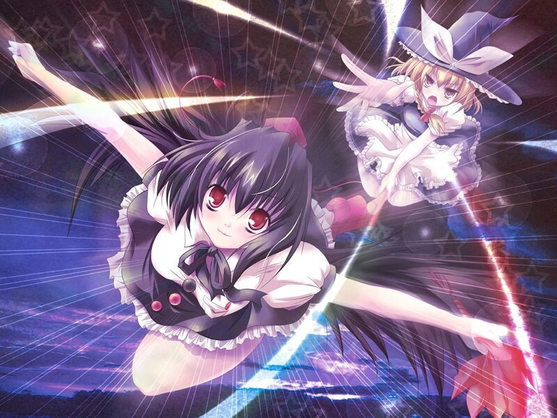 Two Anime Girls in Flight — Purple