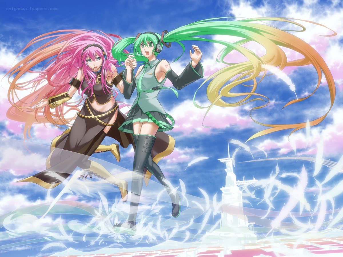 Two anime girls in flight