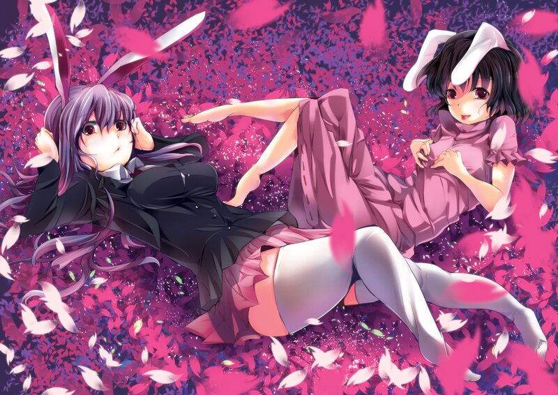 Two Anime Girls in Flower Field