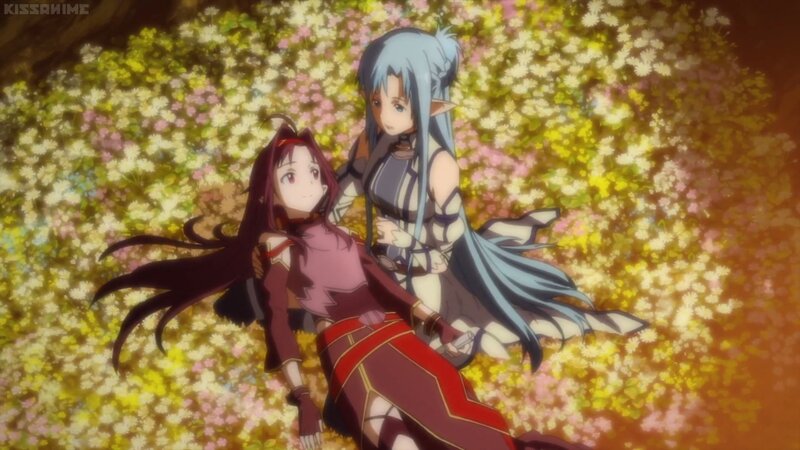 Two Anime Girls in Flowers — Yellow