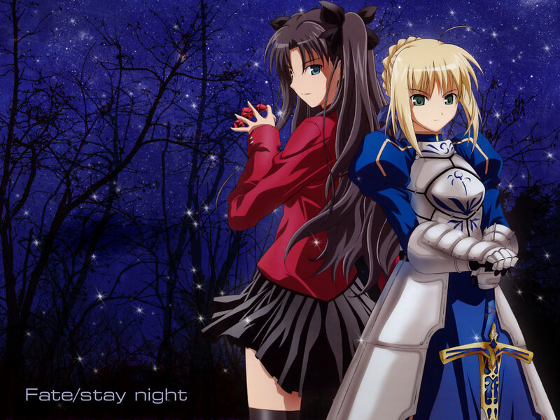 Two Anime Girls in Forest — Blue