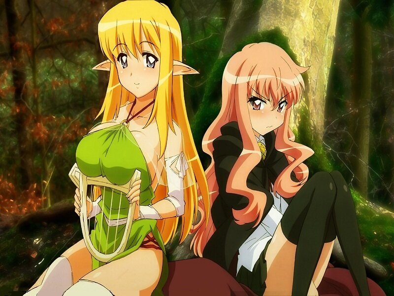 Two Anime Girls in Forest — Green