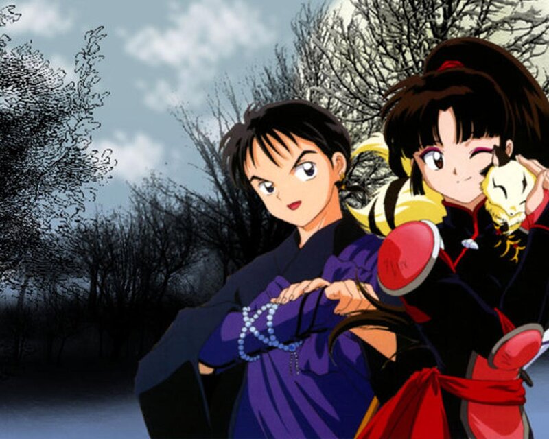 Two Anime Girls in Forest — Purple, Dramatic