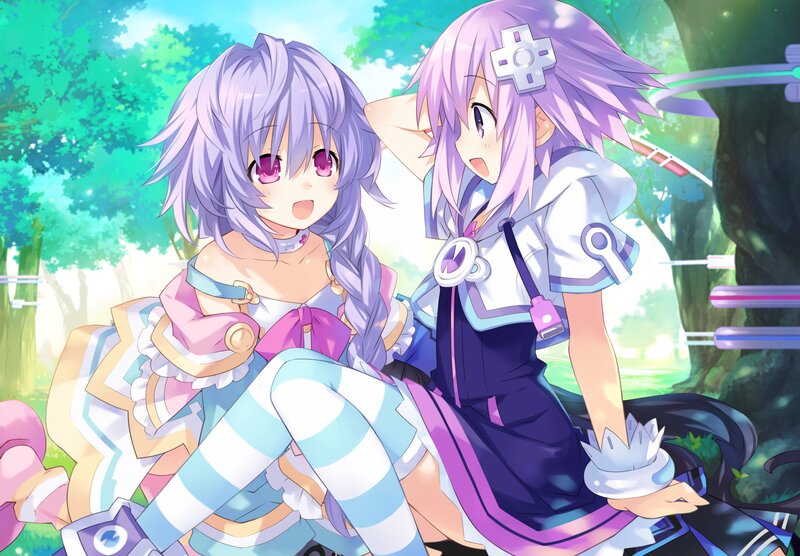 Two Anime Girls in Forest — Purple, Serene, Afternoon