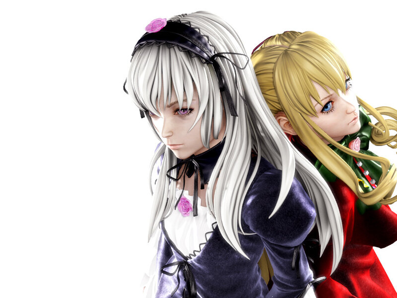 two anime girls in formal attire