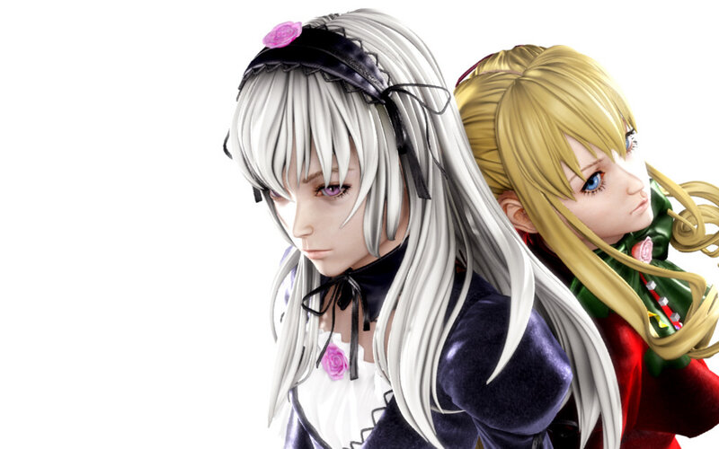 two anime girls in formal attire