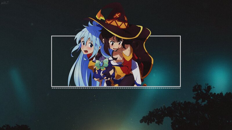 Two Anime Girls in Frame — Dark Blue
