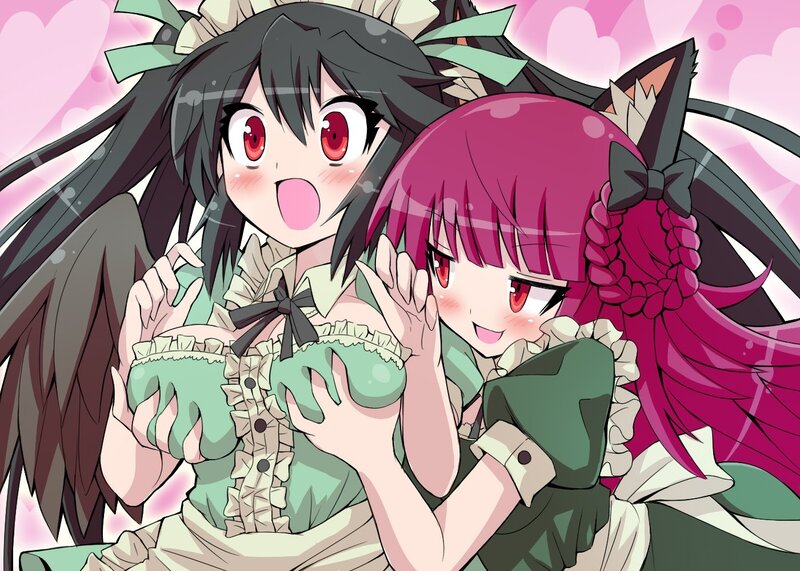 Two anime girls in frilly dresses