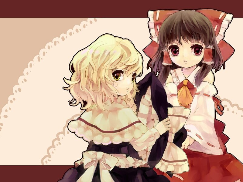 two anime girls in frilly dresses