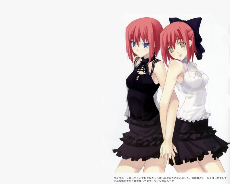 Two anime girls in frilly dresses