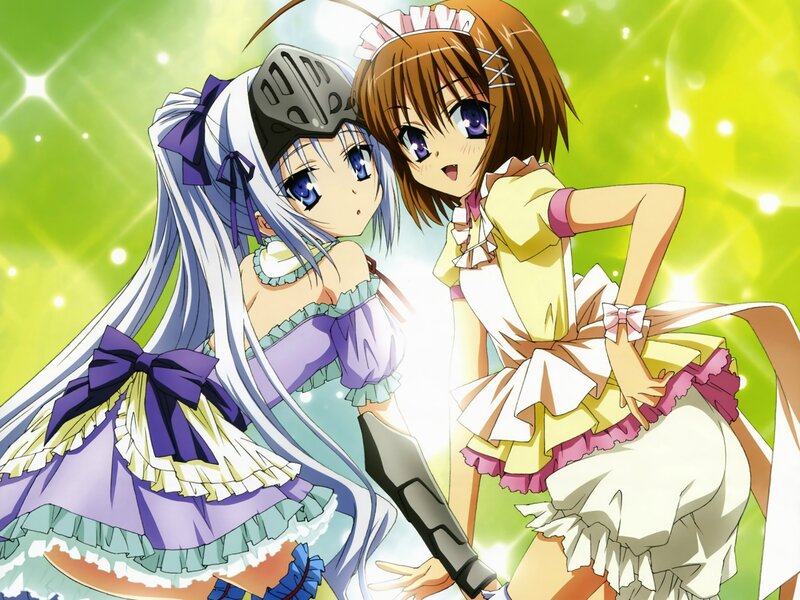 Two anime girls in frilly dresses