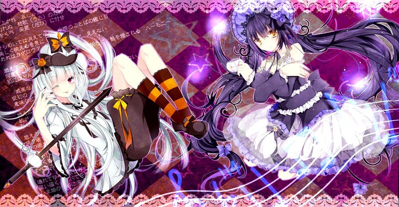 Two anime girls in frilly dresses