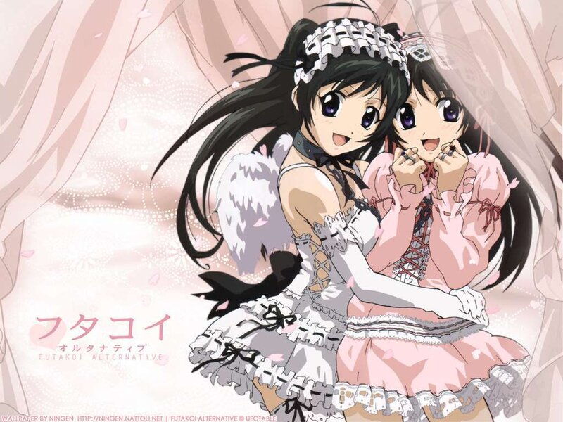 Two anime girls in frilly dresses