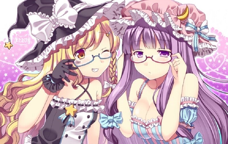 Two anime girls in frilly outfits